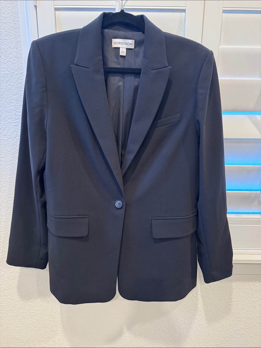 Nordstrom Women's Black Single-Button Notch-Lapel Blazer